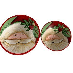Beth Yarbrough Folk Art Wood Hand Painted Santa Claus Nesting Bowls Christmas